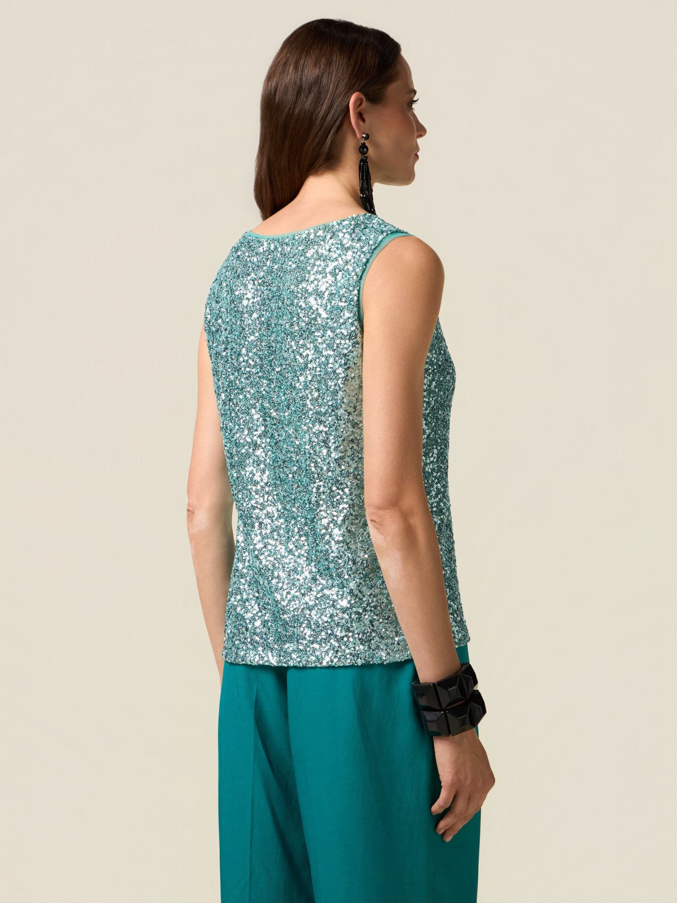 Top in tulle con paillettes image number 1