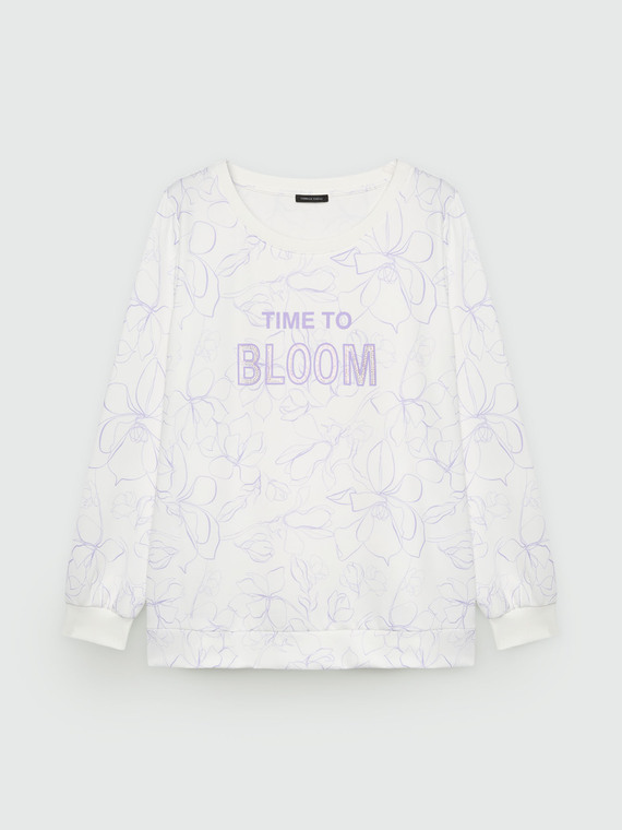 Geblümtes Sweatshirt mit Schriftzug