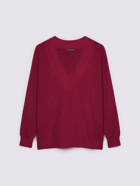 Pull décolleté en V mélange viscose