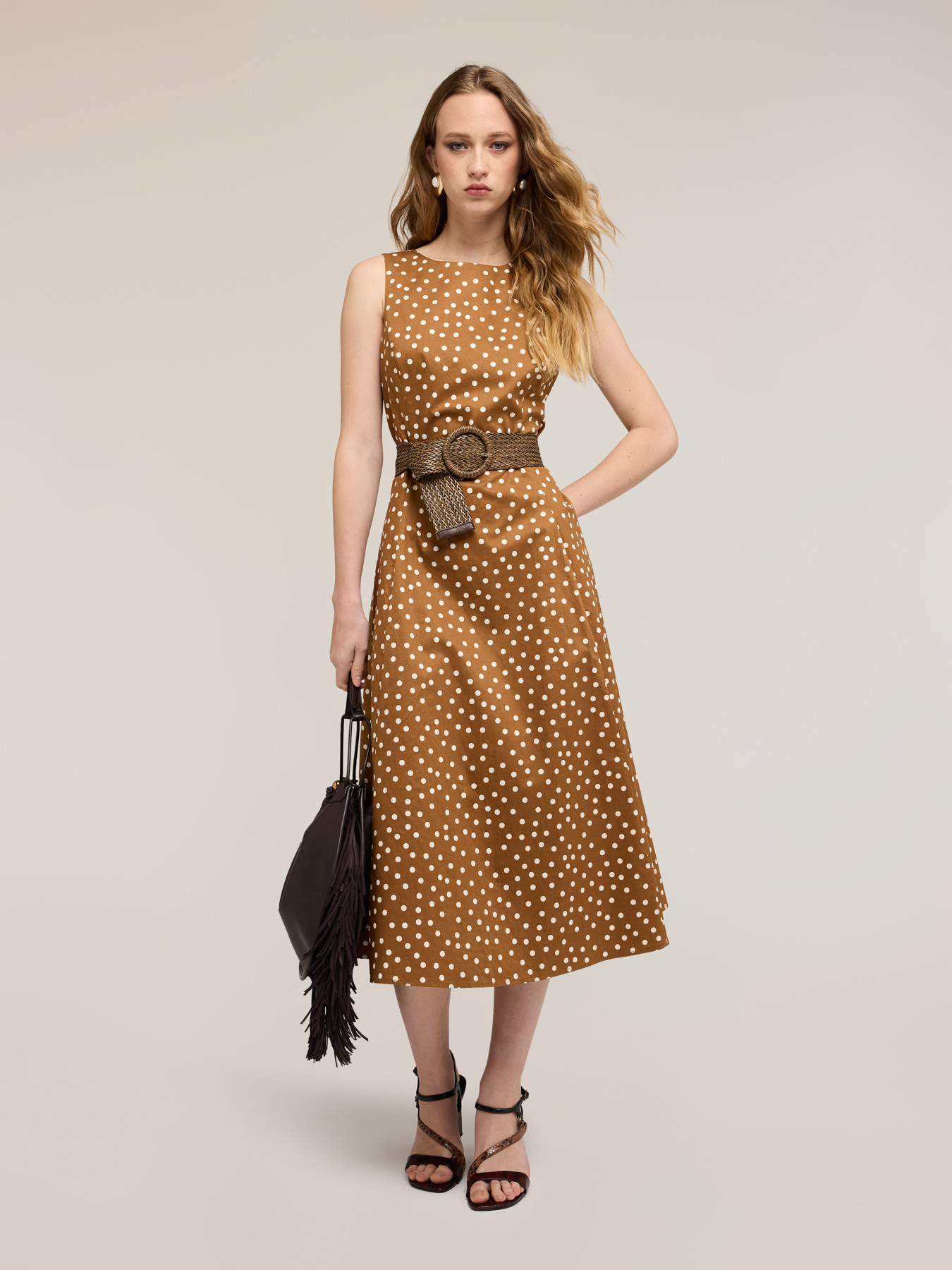 Polka dot flare dress image number 0