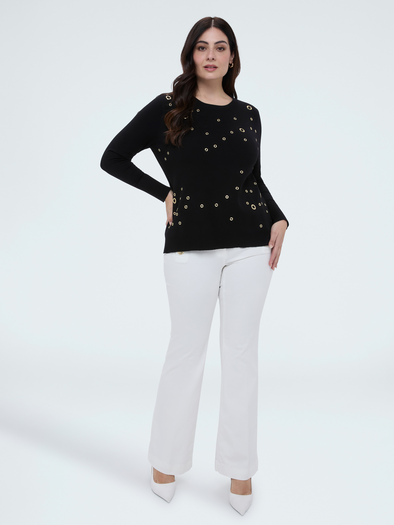 Maglia con occhielli all over image number 2