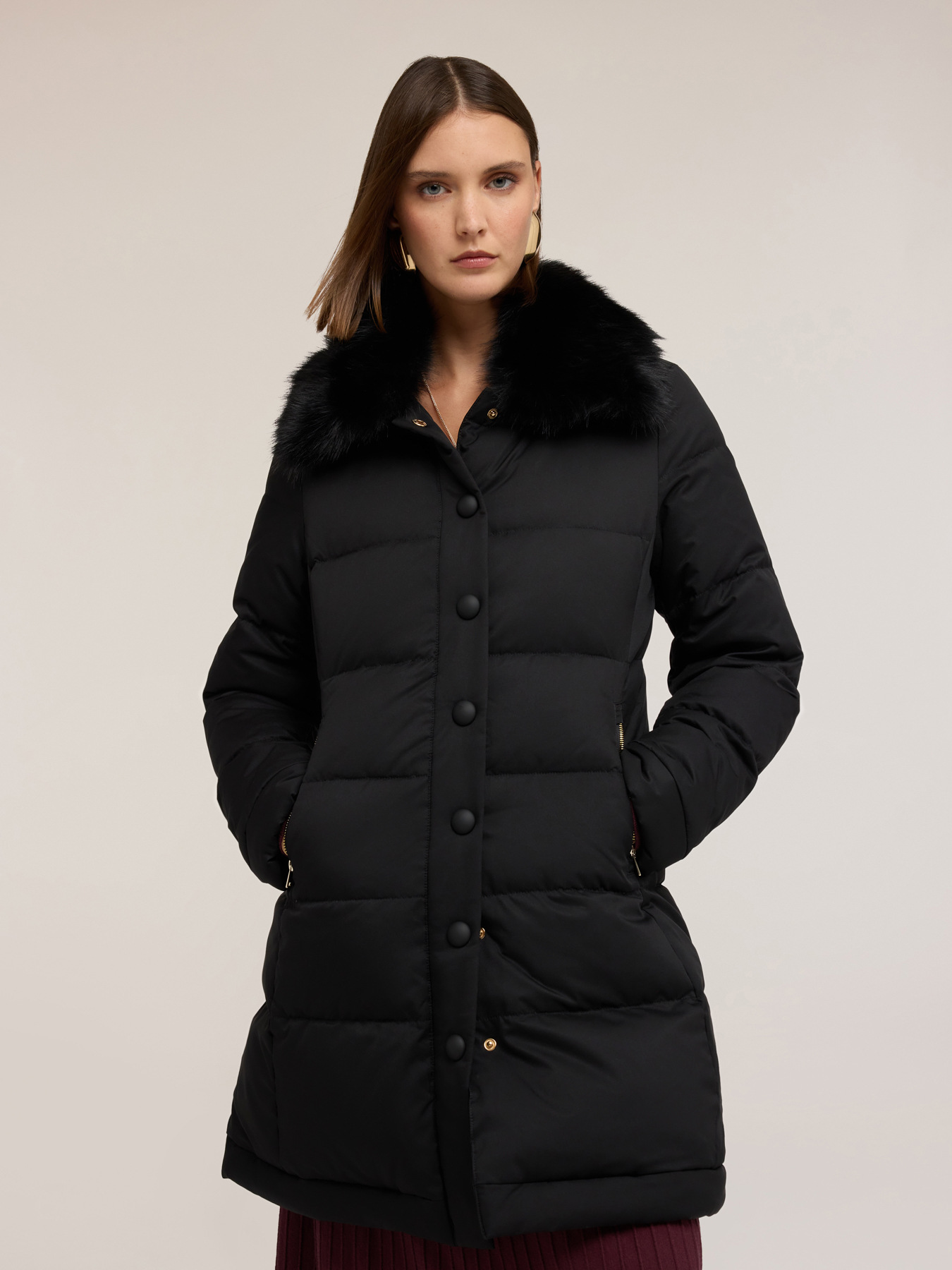 Long down jacket with high collar image number 2