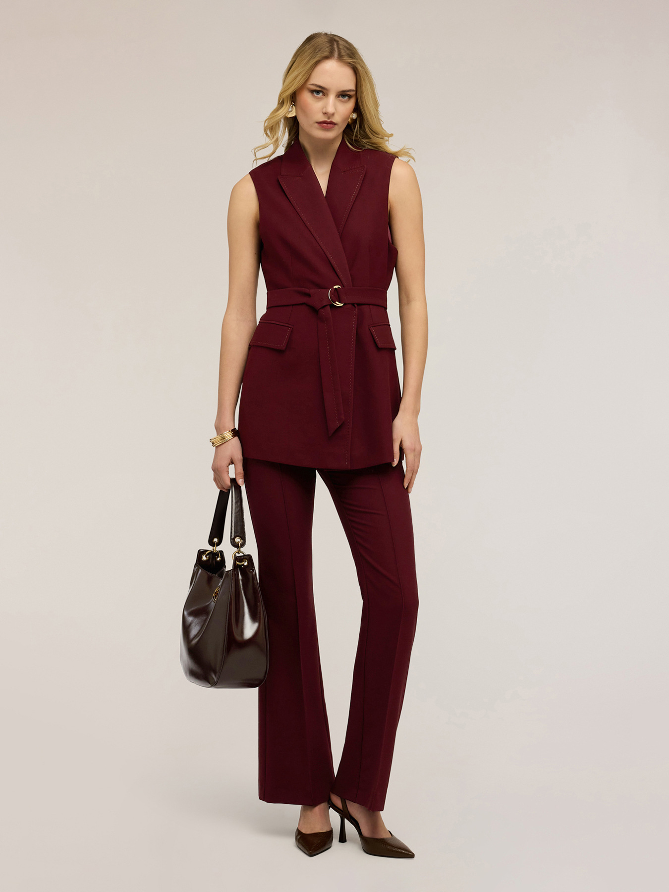 Double-breasted belted vest image number 0