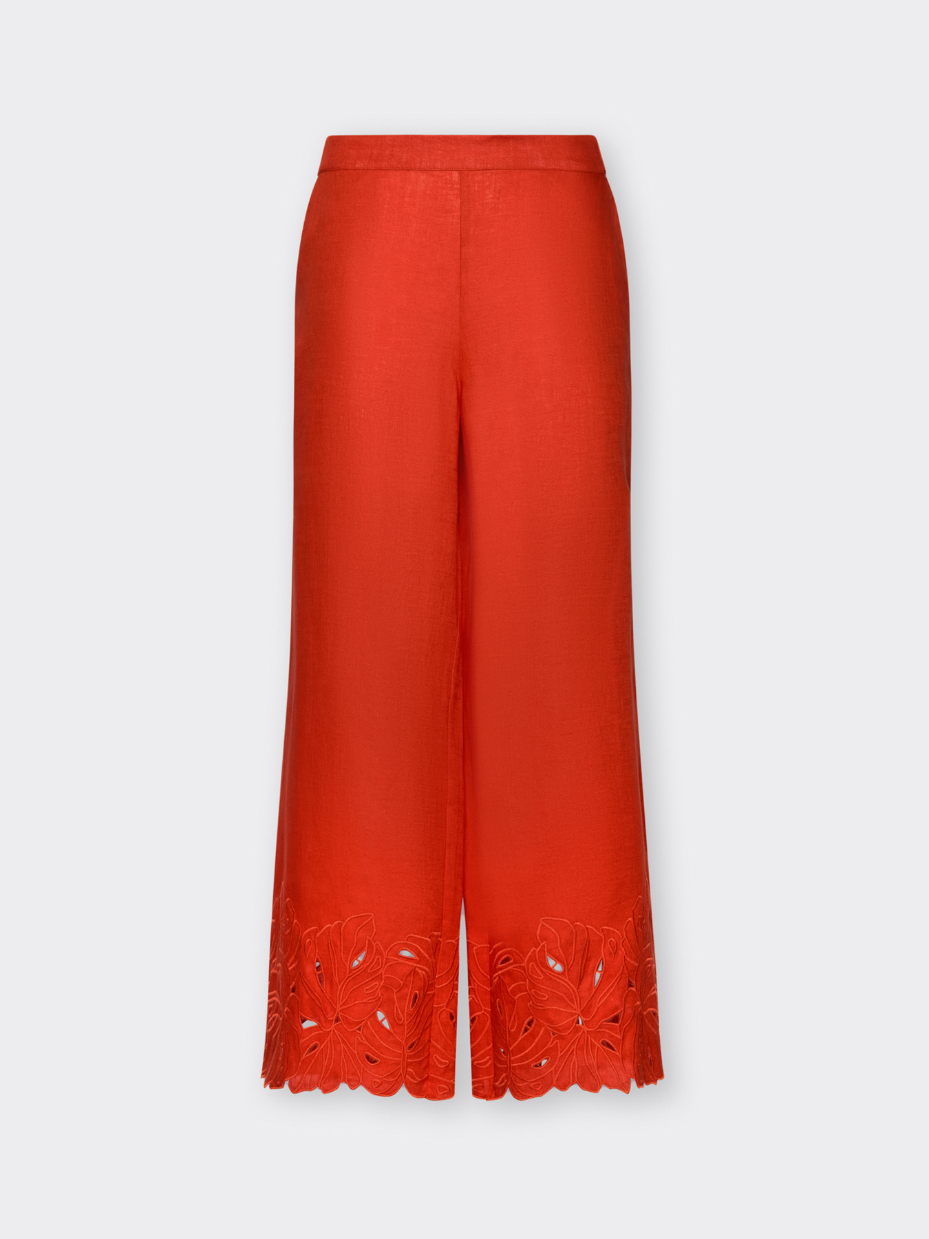 Pantaloni in lino con bordi ricamati image number 4