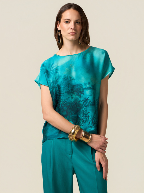 Patterned satin blouse
