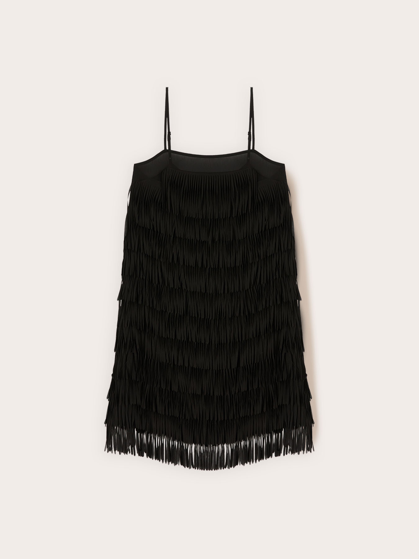 Rochie scurtă din georgette cu franjuri image number 4