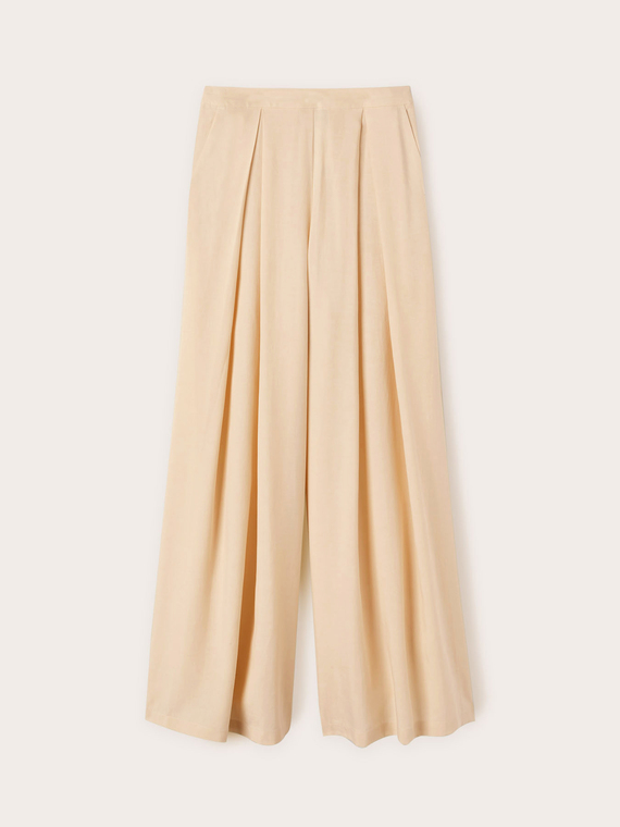 Linen blend trousers with split pleats