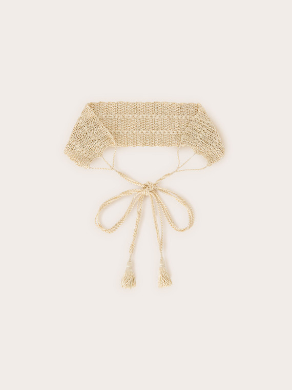 High-waisted crochet belt