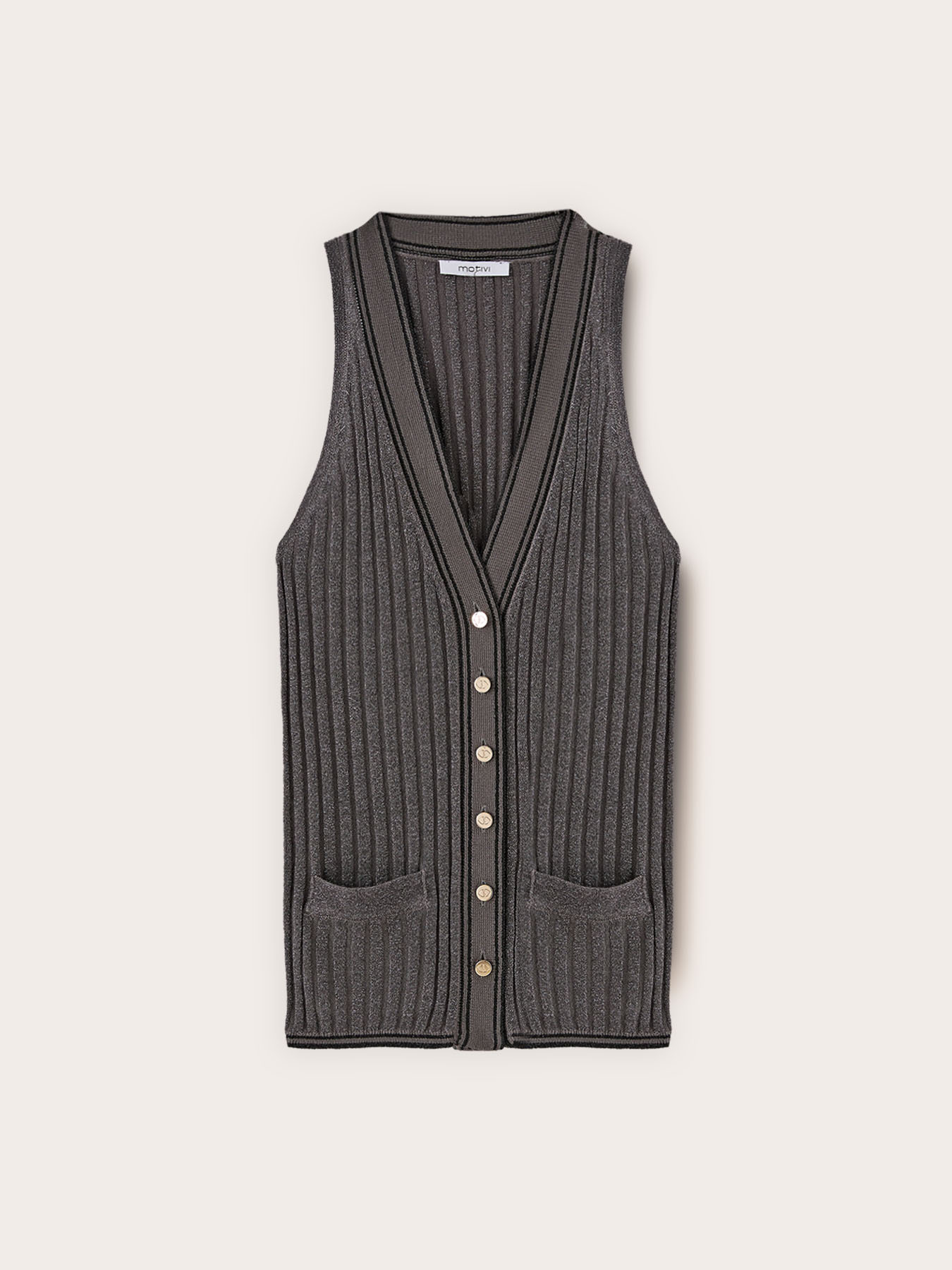 Lurex knit top with buttons image number 4