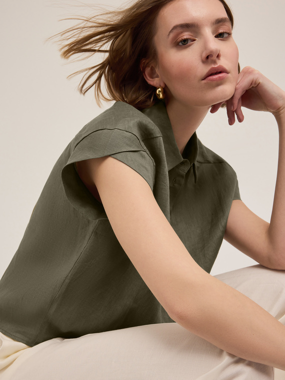 Camicia maniche corte in lino