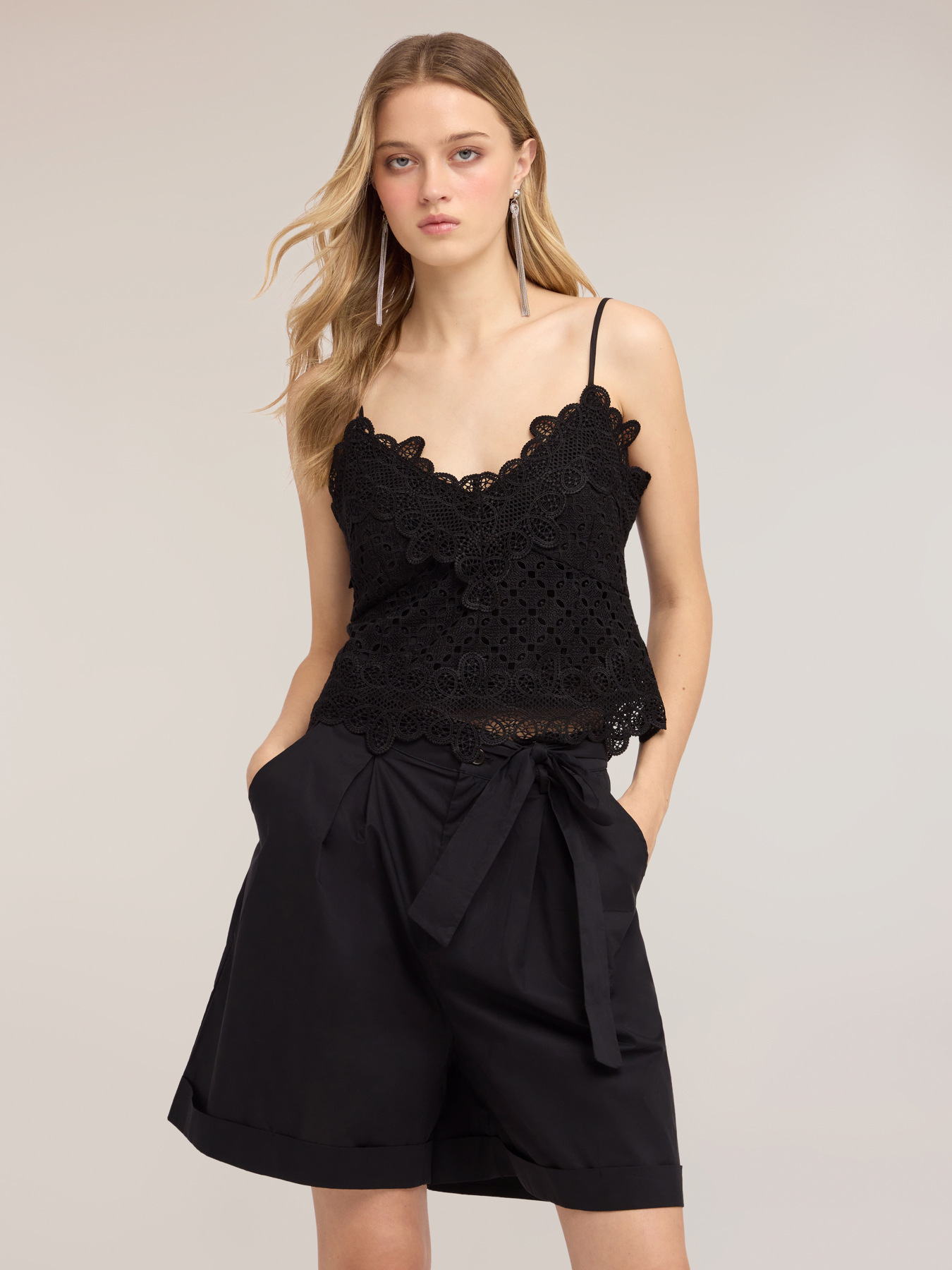 Sangallo top with macram&eacute; lace image number 0