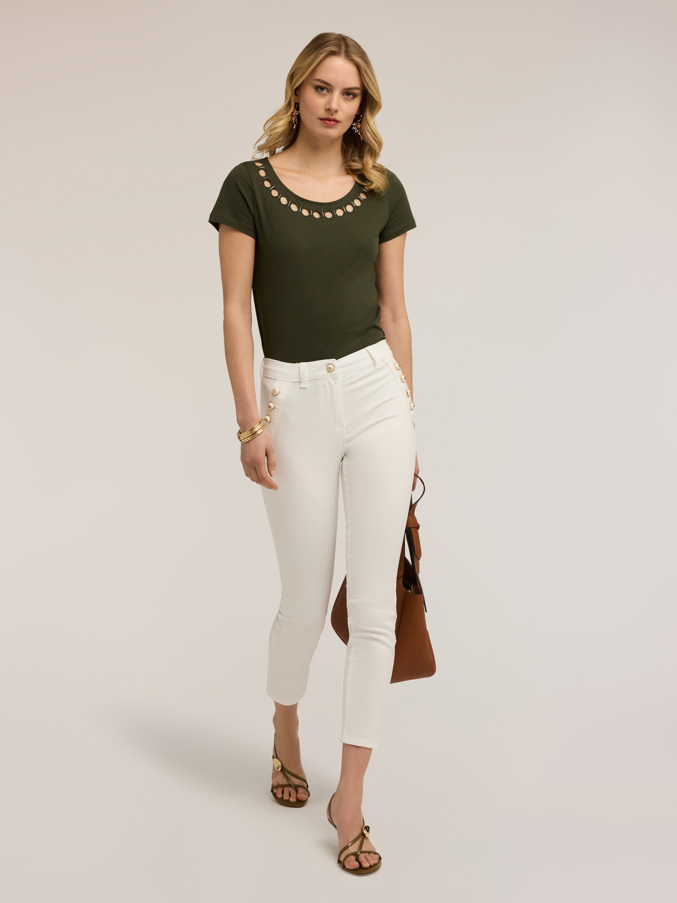 Slim-fit cotton drill trousers image number 0