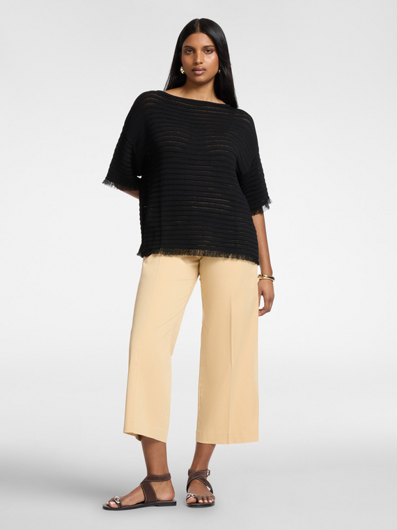 Cropped gabardine trousers