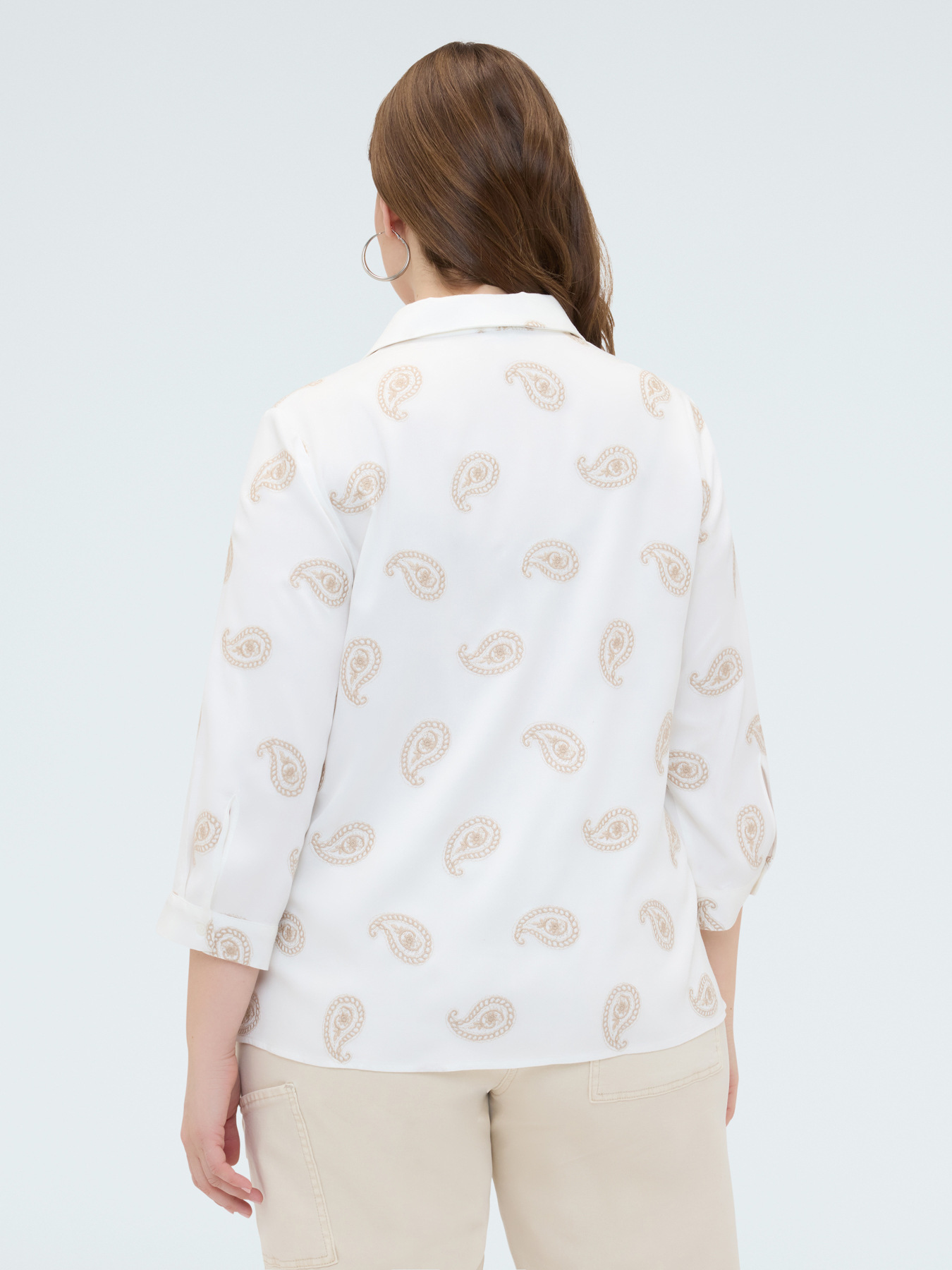 Viscose shirt with paisley embroidery image number 1