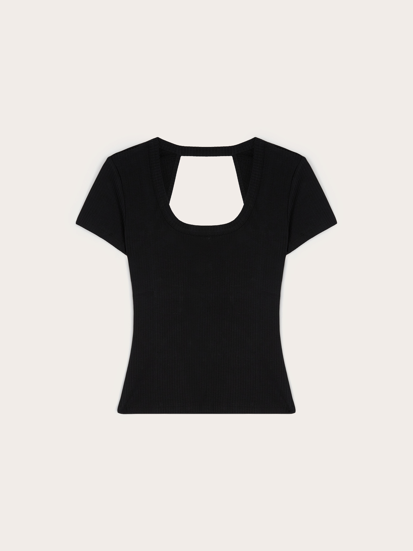 Geripptes Jersey-T-Shirt mit Cut-out image number 0