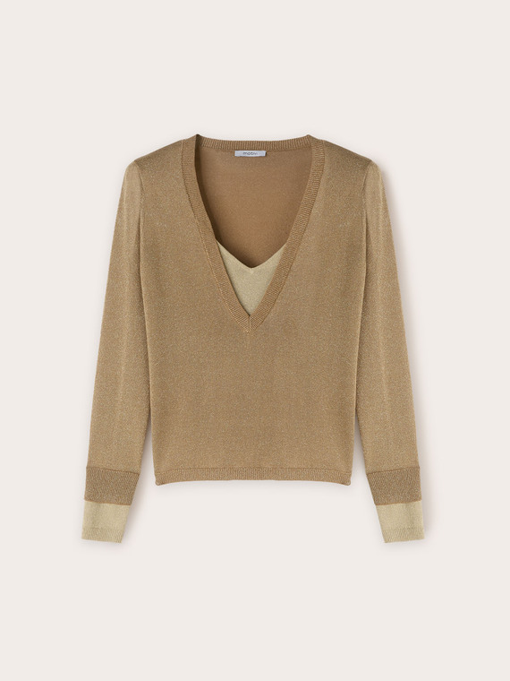 Lurex-Pullover mit Einsätzen