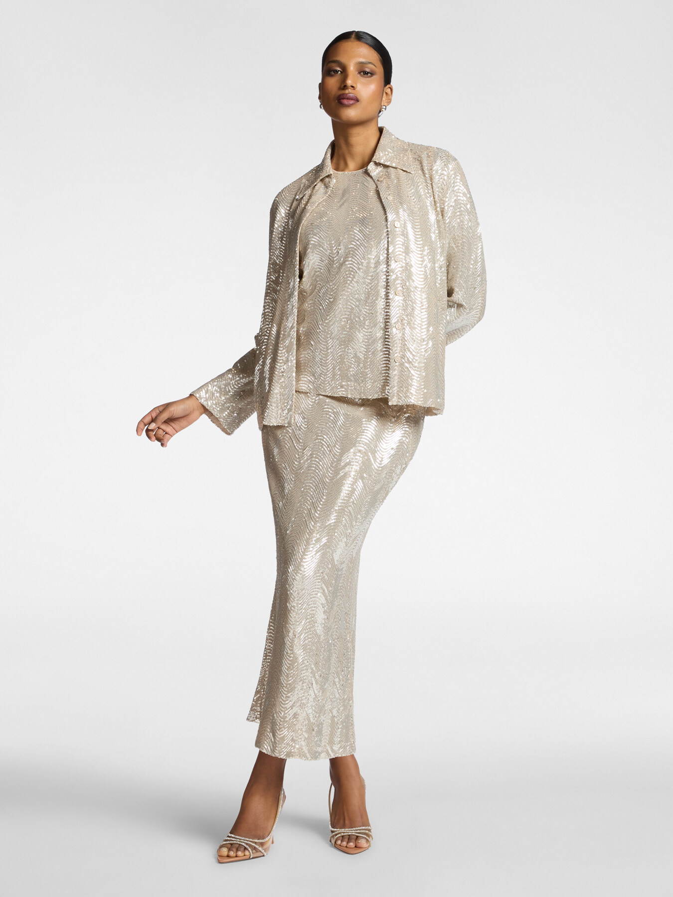 Tulle shirt with sequins image number 2