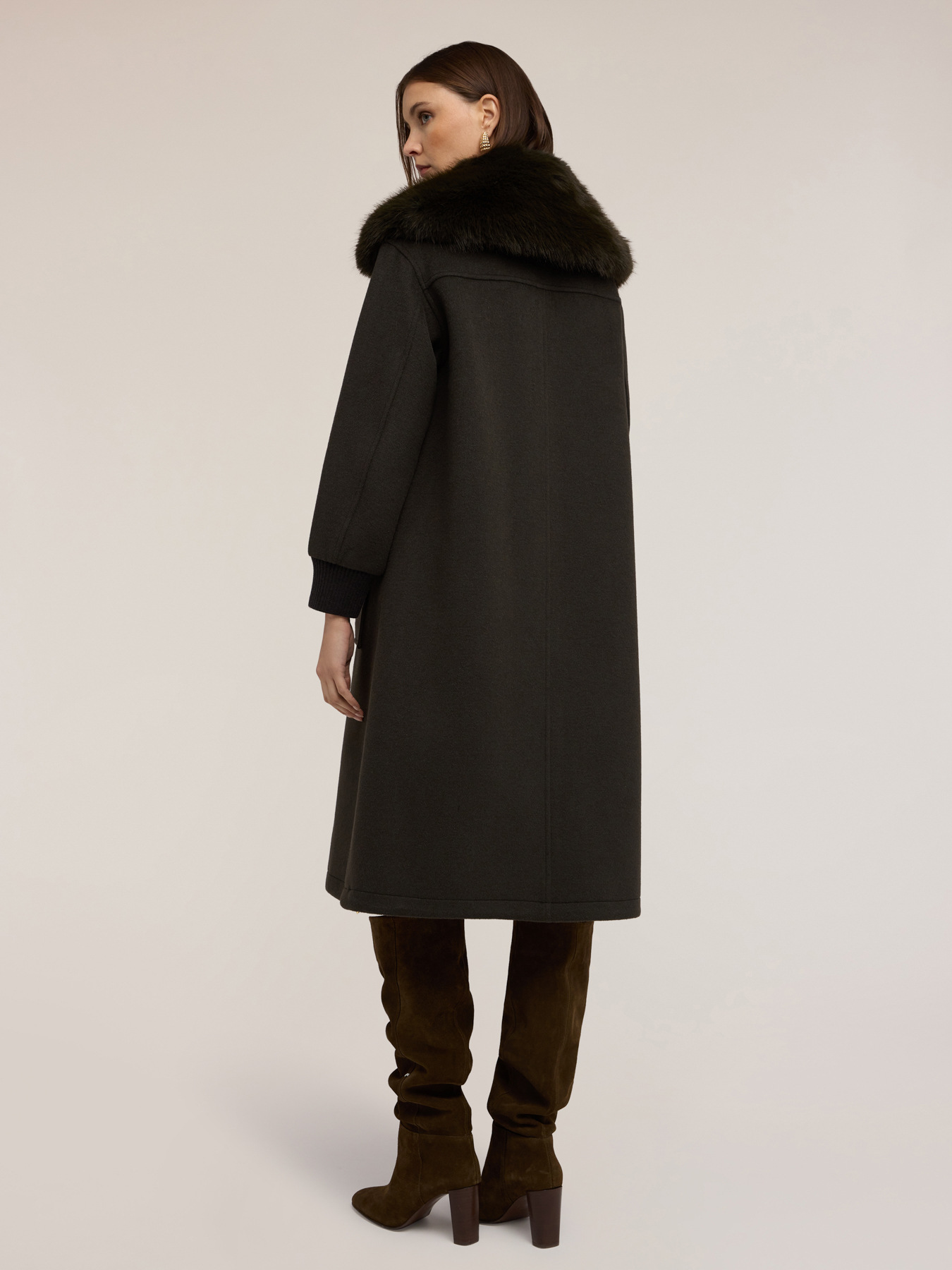 Mixed wool coat with removable collar image number 1