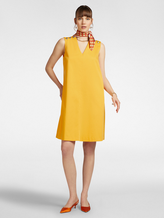 A-line dress with buttons on the shoulders