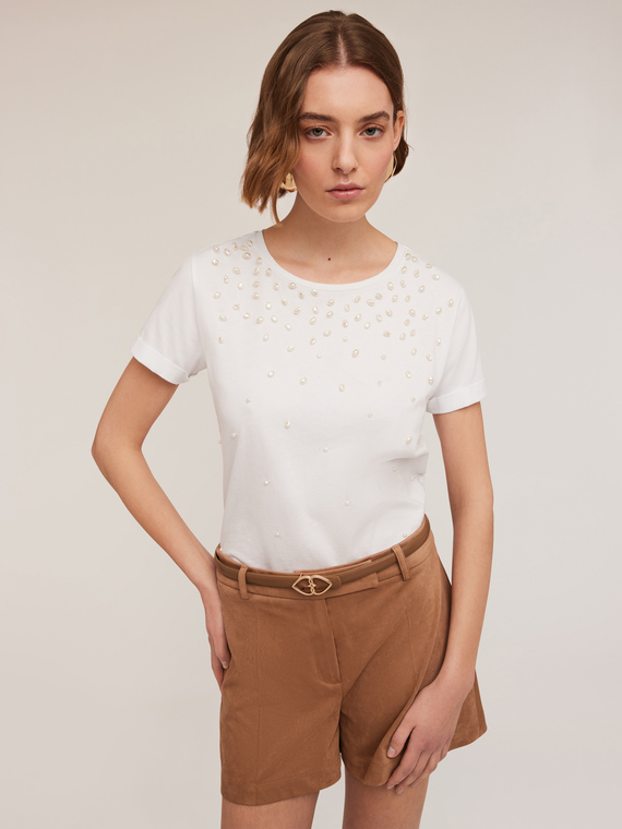 T-shirt avec perles brodées