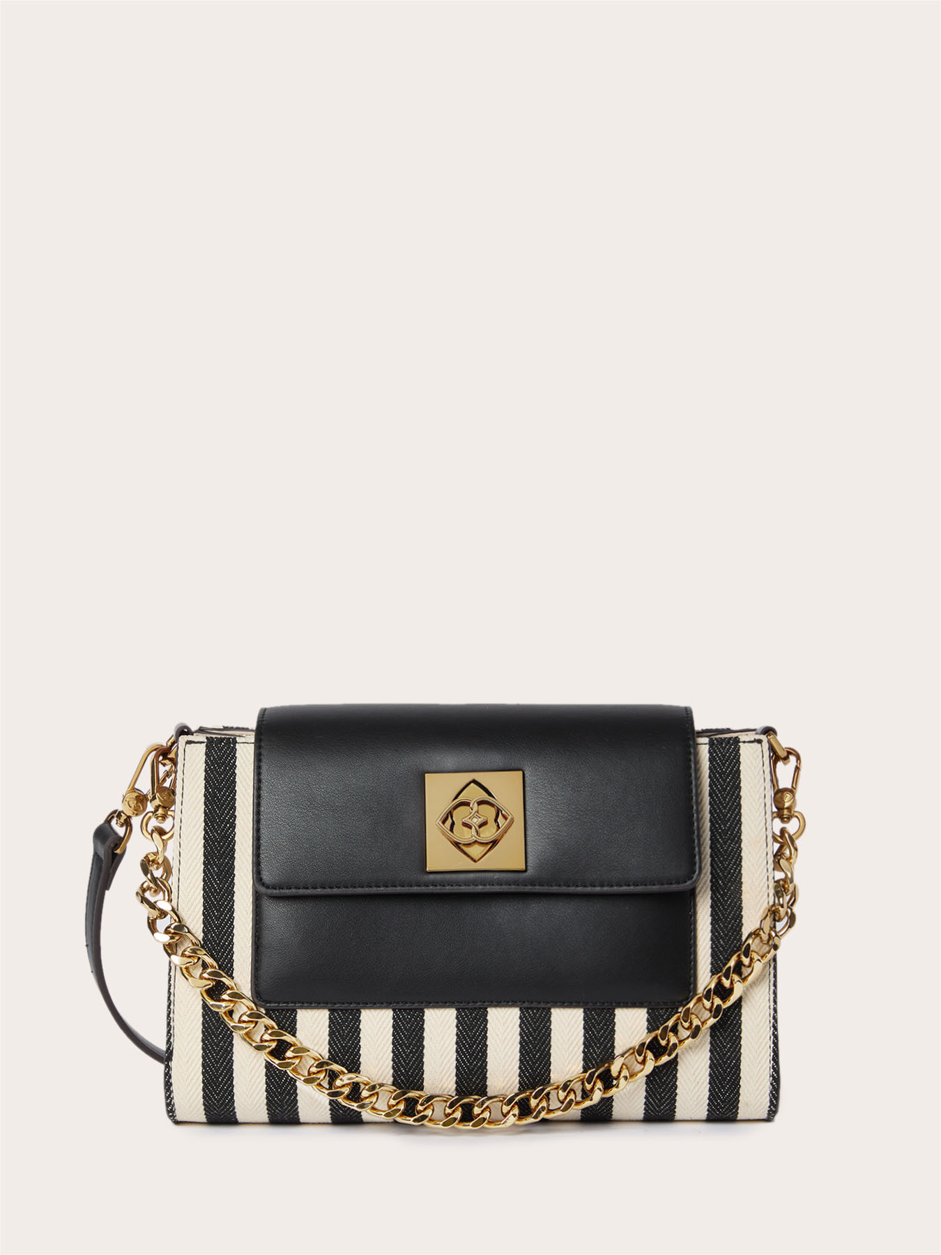 Sac bandouli&egrave;re avec rayures et cha&icirc;ne image number 1