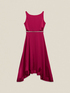 Long satin dress with jeweled belt image number 4