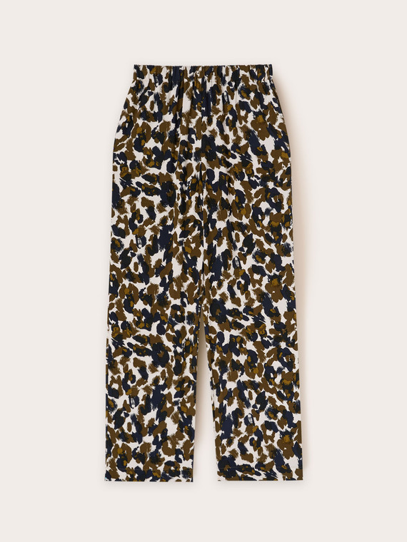 Pantaloni largi din amestec de lyocell cu model etnic