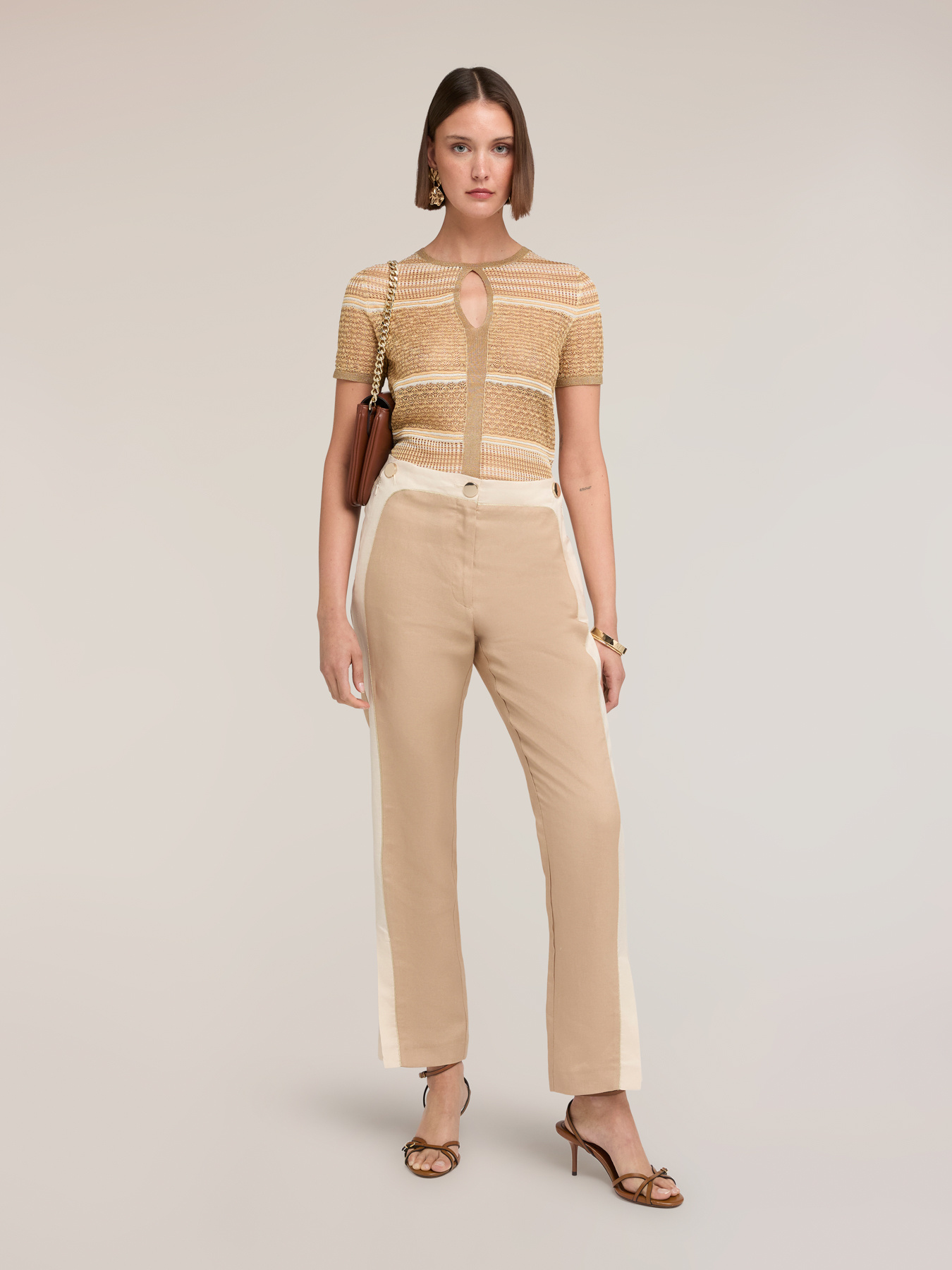 Trousers with piping and slit at the bottom image number 3