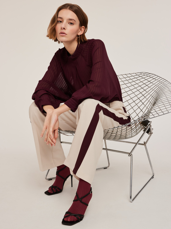 Striped devorè blouse