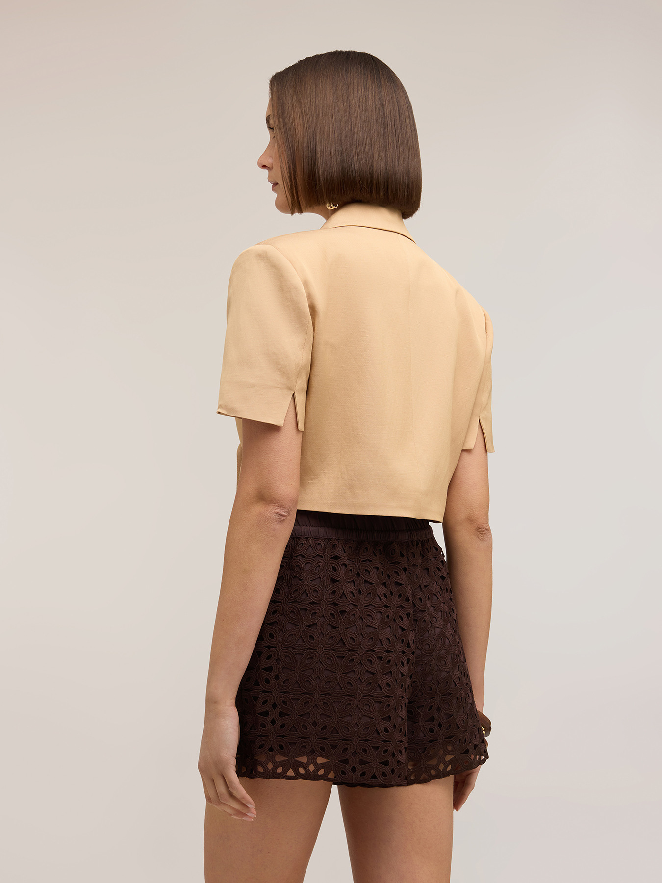 Short linen blend jacket image number 1