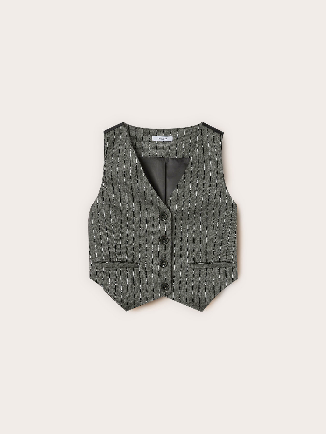 Pinstripe patterned vest with sequins image number 4