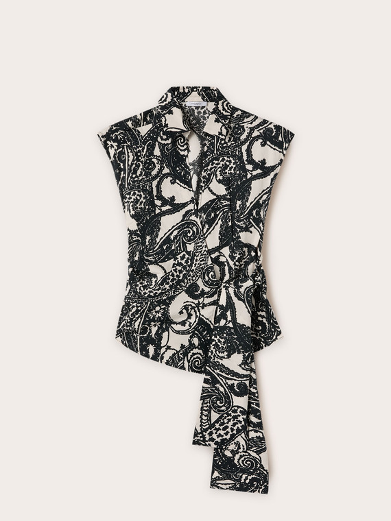 Ärmellose Hemdbluse mit Paisley-Muster