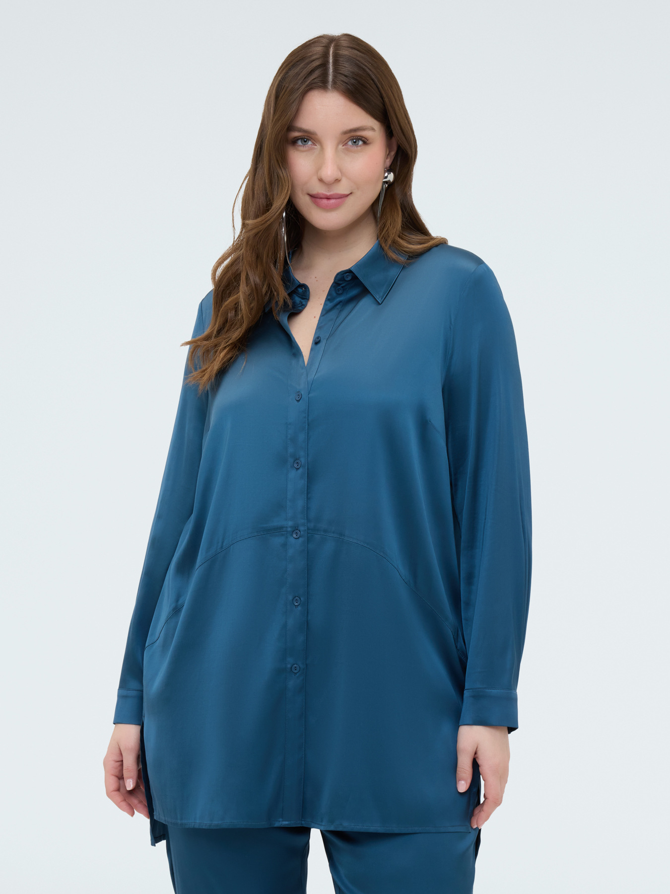 Stretch satin shirt image number 3
