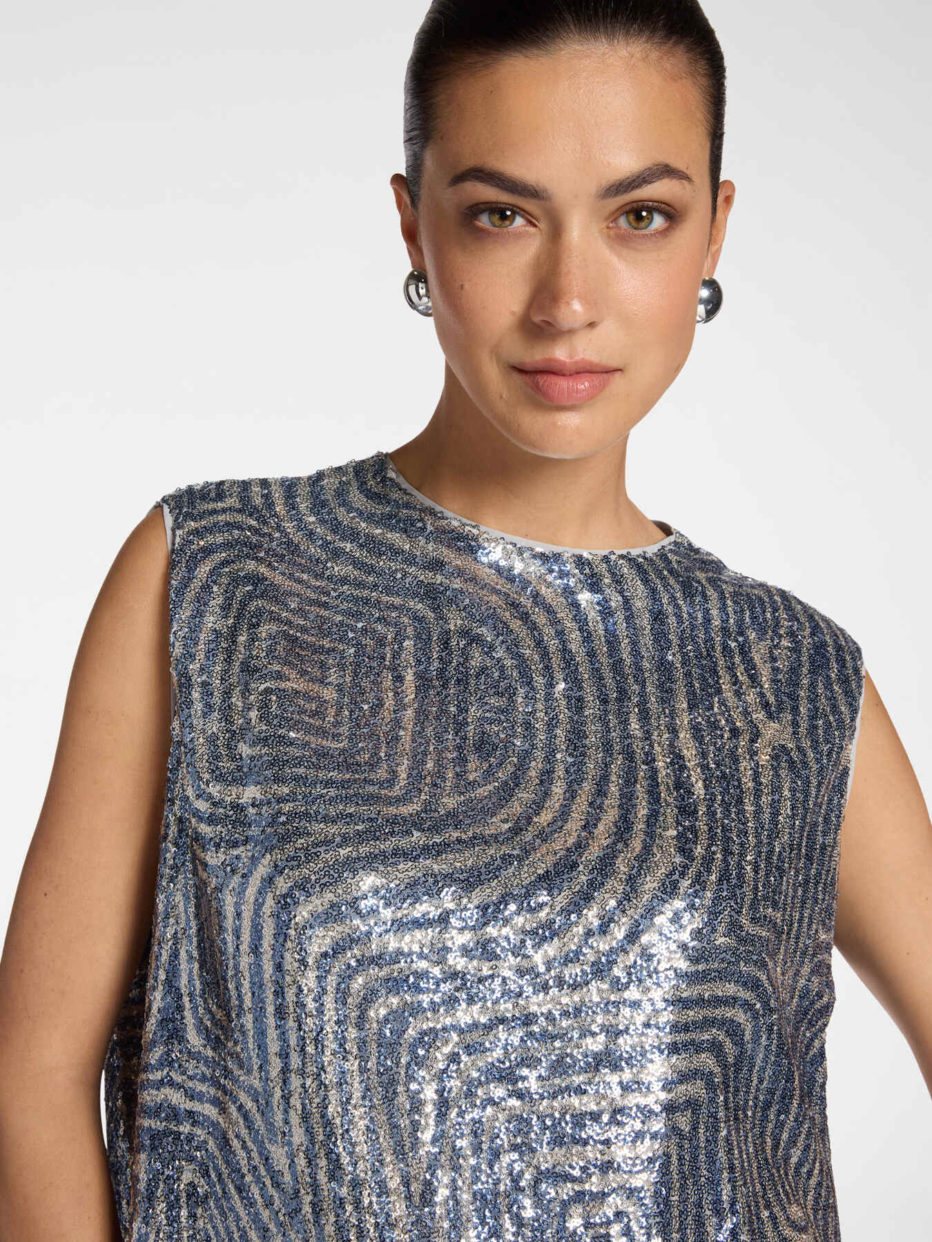 Sequined tulle top image number 2