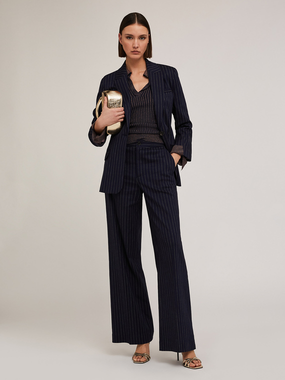 Pantalon large à fines rayures