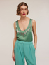Embroidered viscose satin top image number 1