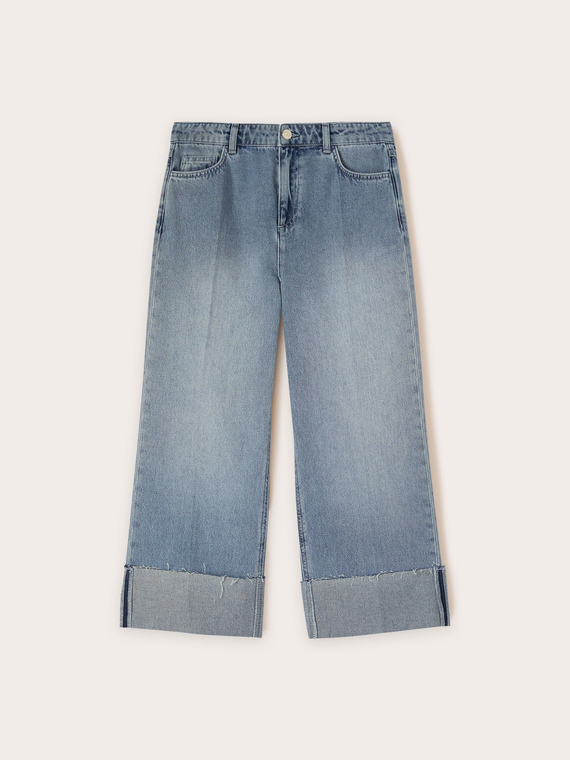 Cropped-Jeans mit weitem Bein