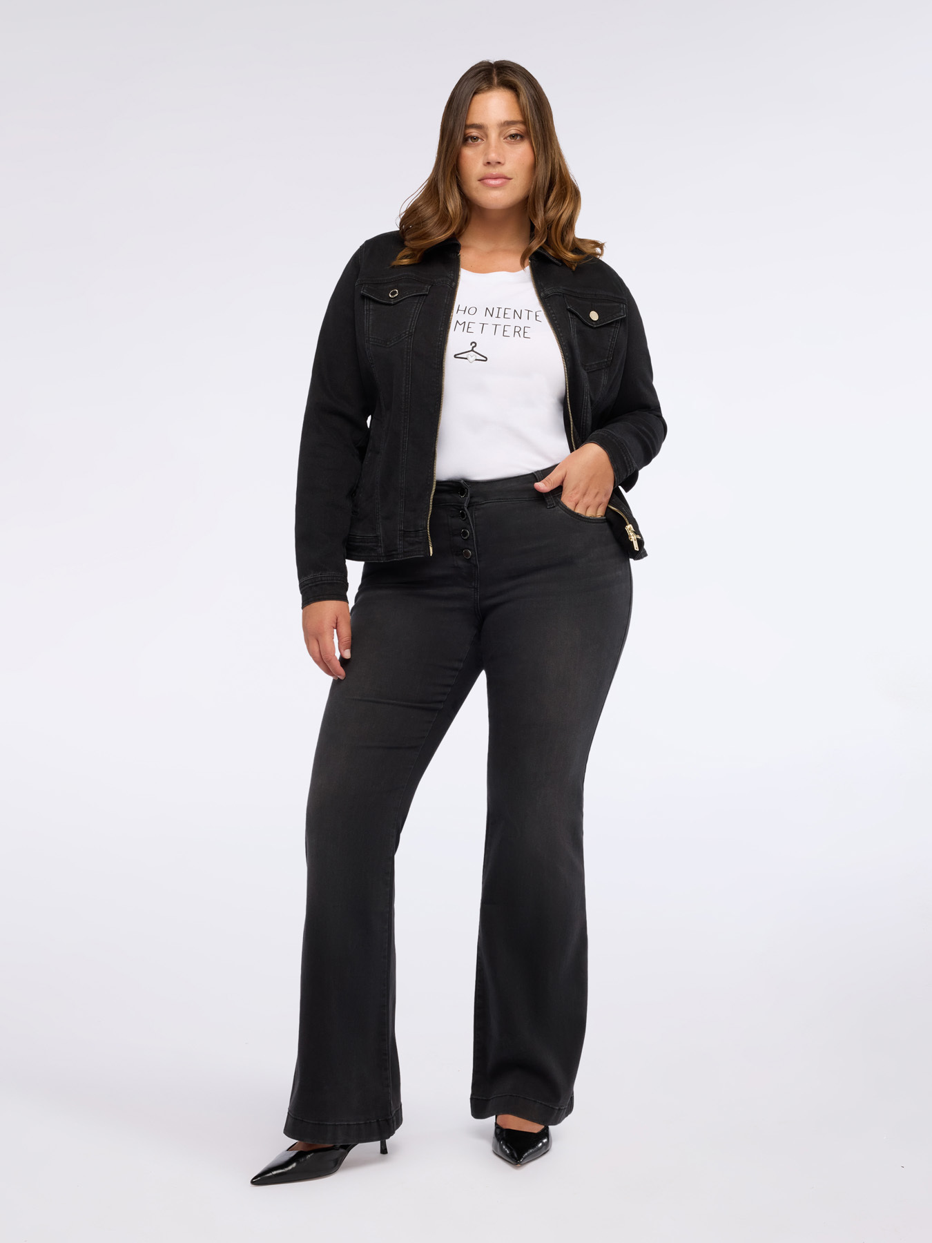 Denim jacket with zip and pockets image number 6