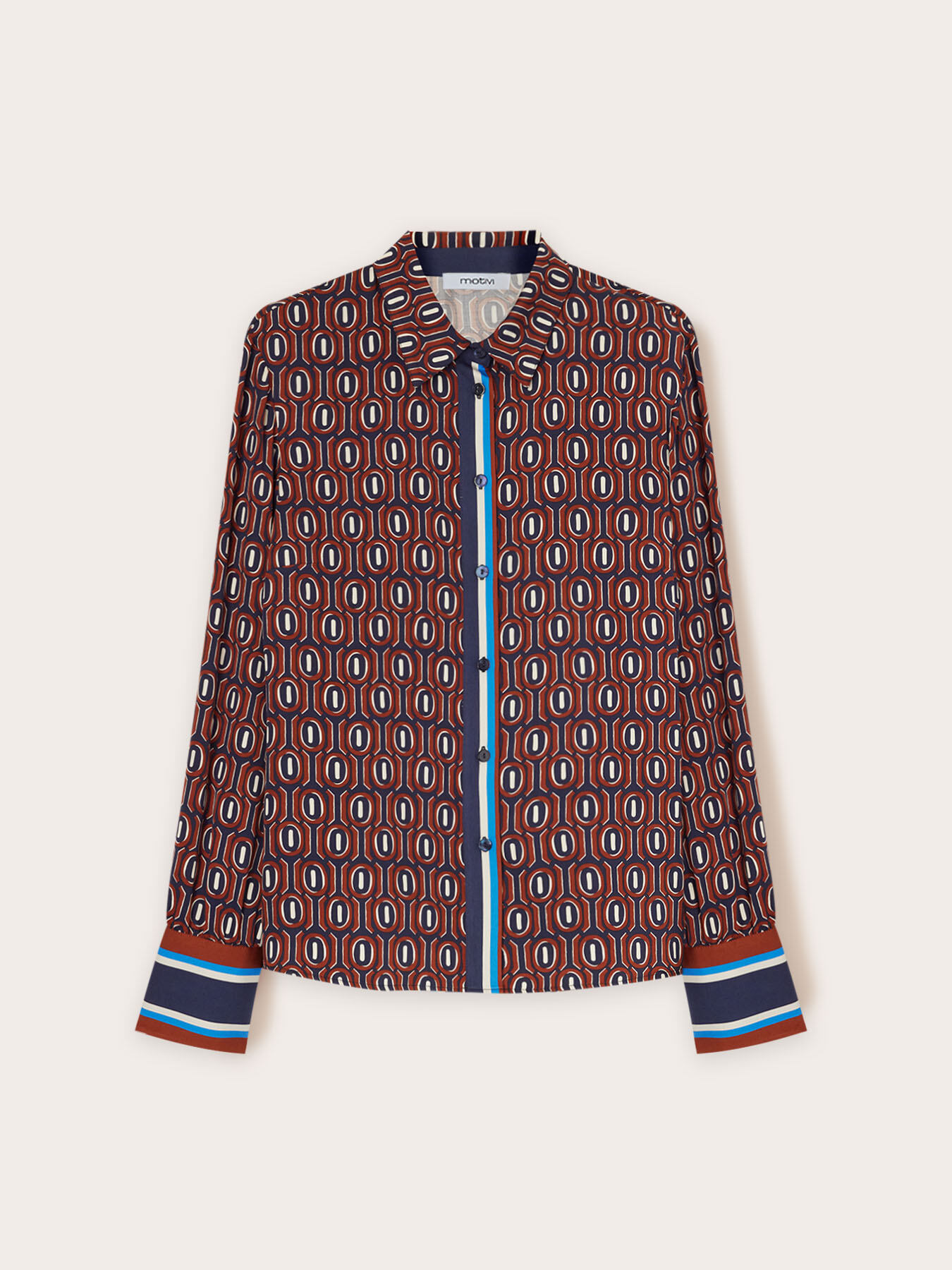 Cămașă din satin cu model geometric image number 4