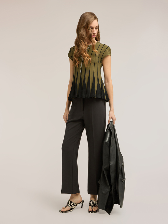 Cropped cady crepe trousers