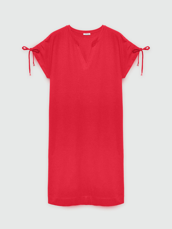 Dress with drawstring on the shoulders
