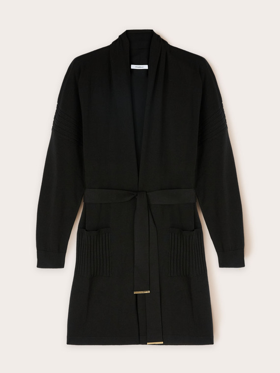 Long cardigan with belt