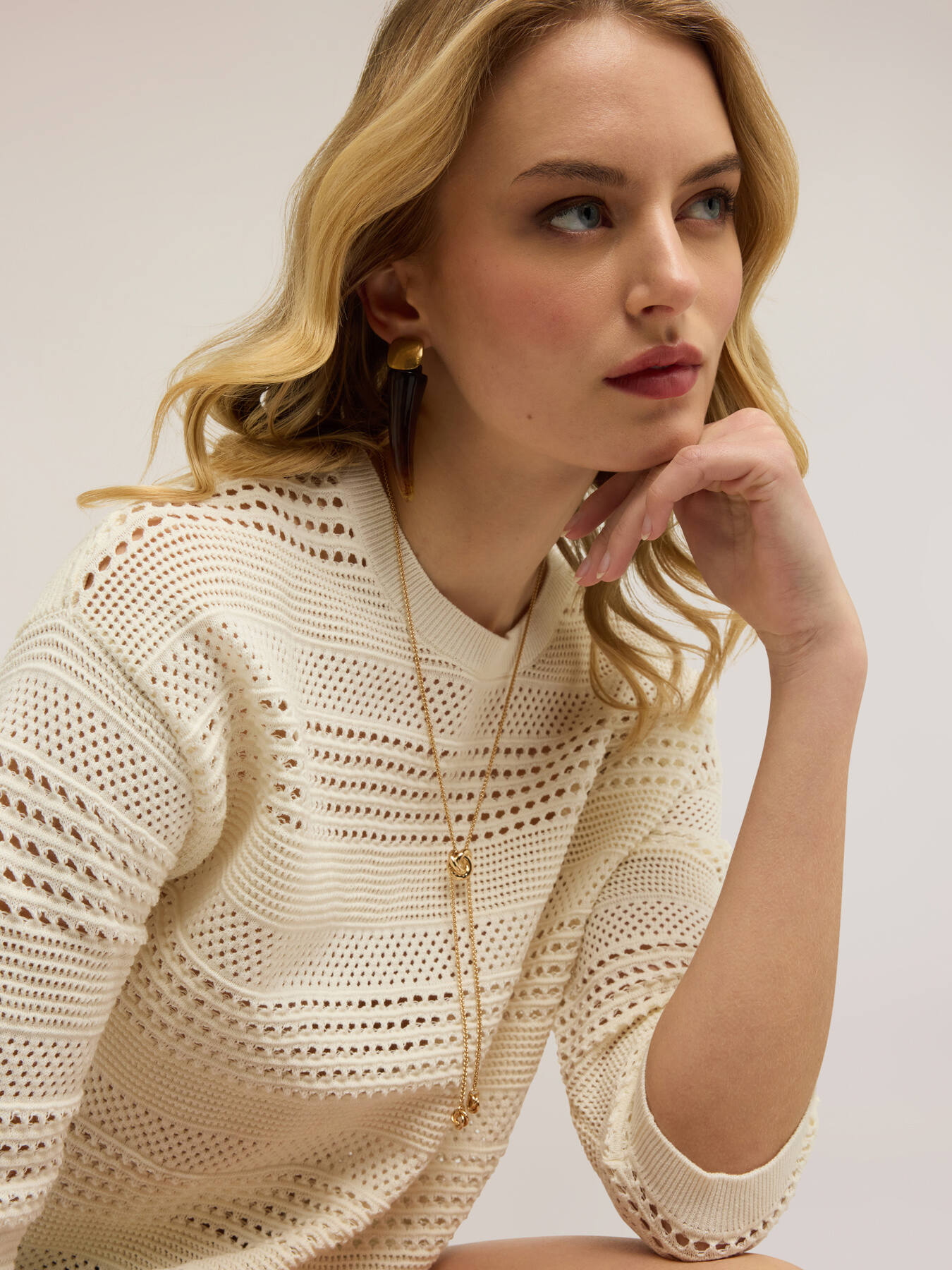 Openwork viscose blend sweater image number 3
