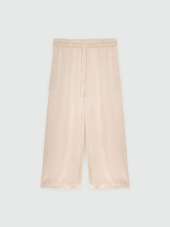 Pantalon jambe large en satin stretch