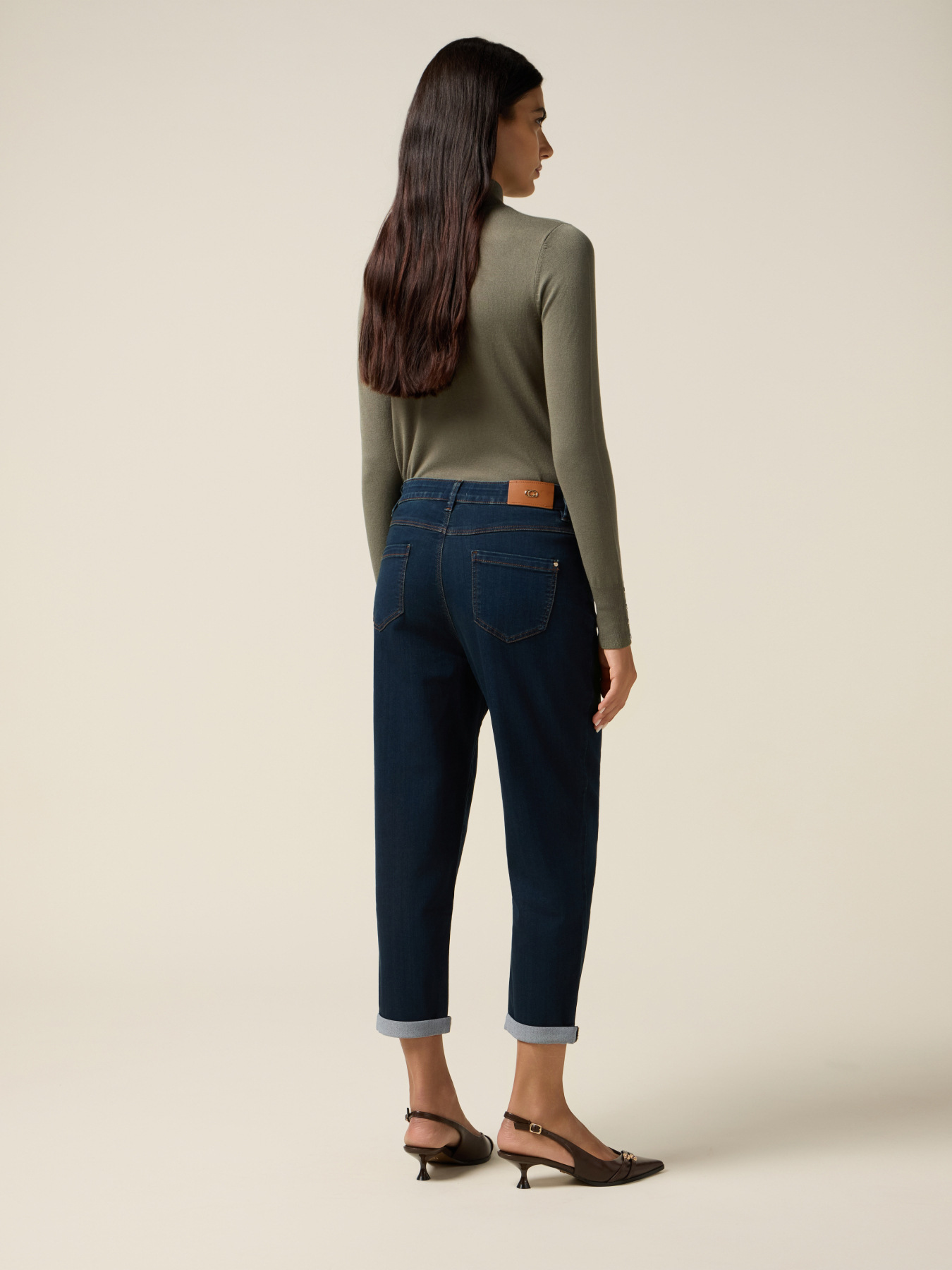 Jeans boyslim a lavaggio blu scuro image number 1