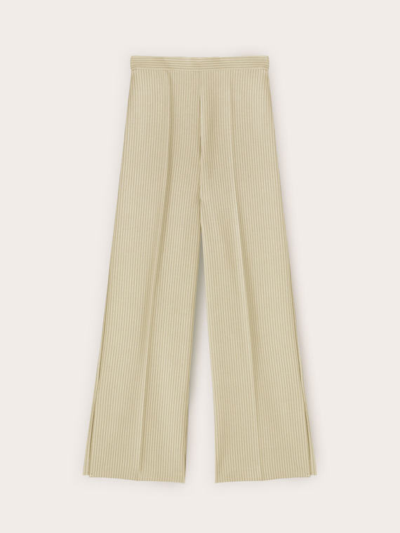 Palazzo pants in pinstripe Milano stitch with slit