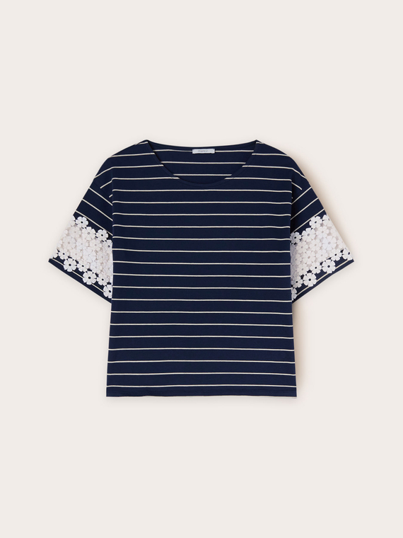T-shirt avec manches effet crochet