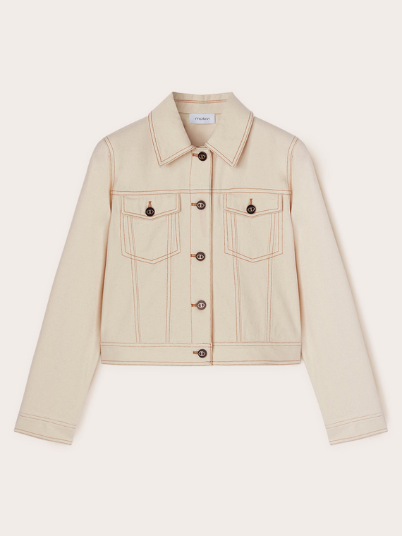 Veste en drill avec surpiqûres contrastantes