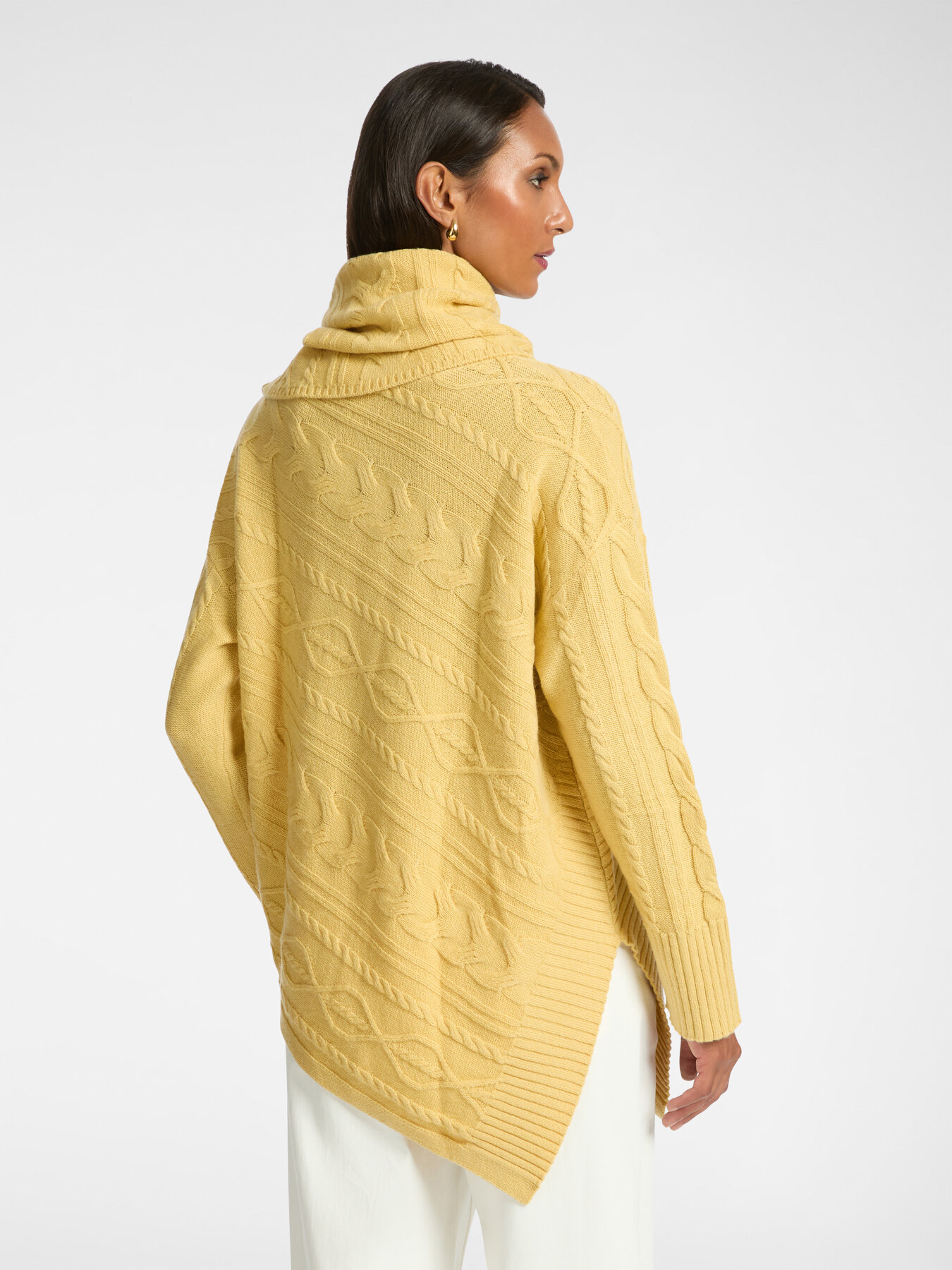 Asymmetrical cable knit wool sweater image number 1