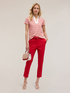 T-shirt a righe con colletto ricamato con pietre image number 0